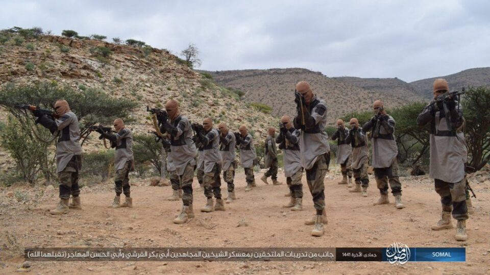 Islamic State recruits at the “Dawoud al Somali” training camp in Somalia’s northern Puntland region. Photo Courtesy/LWJ